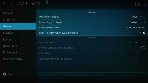 Settings/Live TV/Guide 